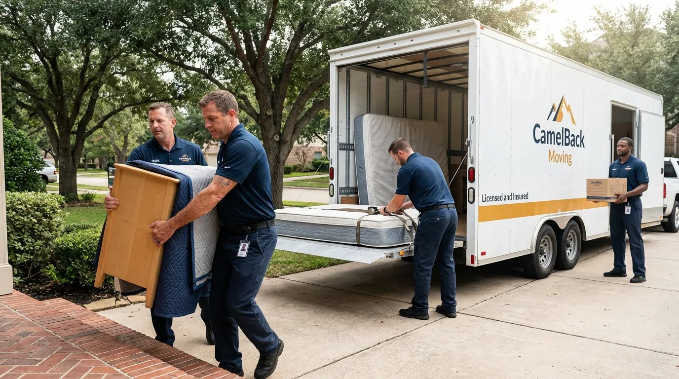 Crew loading residential truck for cross-state move from Red Bank, NJ