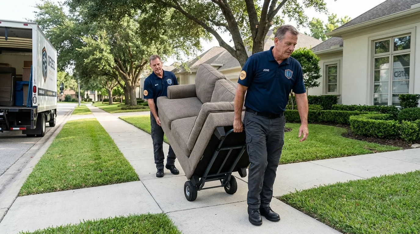 Local residential moving crew loading furniture in Red Bank, NJ